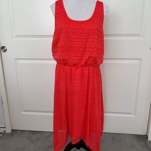 2X Faded Glory Laser Cut Watermelon Pink Dress